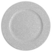13" Glitter Plastic Charger Plate - 24 Pieces - Silver