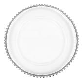 12½" Value Beaded Rim Plastic Charger Plate - 24 Pieces - Silver