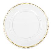13" Clear Beaded Edge Plastic Charger Plate - 24 Pieces - Gold