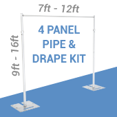 4-Panel Pipe and Drape Kit / Backdrop - 9-16 Feet Tall (Adjustable)