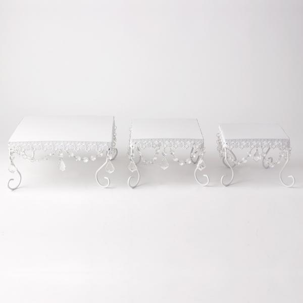DECOSTAR™ 3 Piece Metal Square Cake Stand Set White