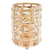 Crystal Gem Pillar Votive Candle Holder 5½" - Gold