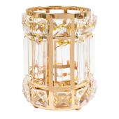 Crystal Gem Pillar Votive Candle Holder 5½" - Gold