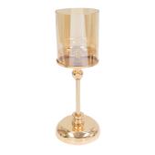 Metal Candle Holder With Glass Shade 12½" - Gold