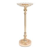 Metal Crystal Flower Shaped Candle Holder 15" - Gold