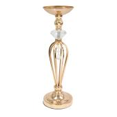 Metal Crystal Ball Flower Bowl Pedestal Stand 20" - Gold