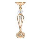 Metal Crystal Ball Flower Bowl Pedestal Stand 22" - Gold
