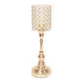 Metal Crystal Beaded Votive Candle Holder 15¾" - Gold