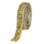 Crystal Rhinestone Adhesive Strips 0.4" - Gold