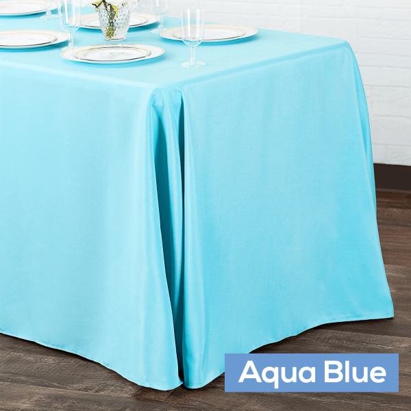 90 x 132 Rectangular Oblong 200 GSM Polyester Tablecloth Aqua Blue