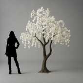 10FT Tall Large Fake Drooping Cherry Blossom Tree - 20 Interchangeable Branches - White