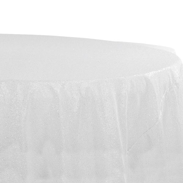 120 Round Sequin Tablecloth White