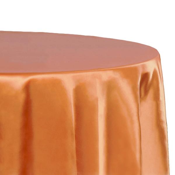 Sleek Satin Tablecloth 120 Round Burnt Orange