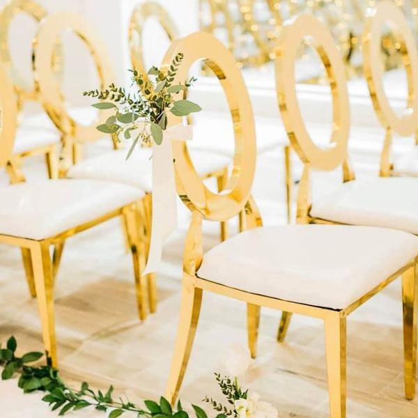 Stainless Steel Modern Oval Top Ava Dining Event Chair Gold