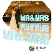 "MR & MRS" Neon Wood Marquee Letters – Handmade in USA – Light Up Signs for Events & Weddings – Multiple Sizes