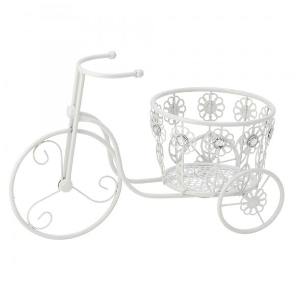 Decorative Metal Tricycle with Basket White