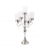 DECOSTAR™ 31in 5 Arm Metal Cylinder Candle Holder - Silver