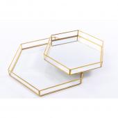 Gemma Hexagon Tray 2pc set - Gold