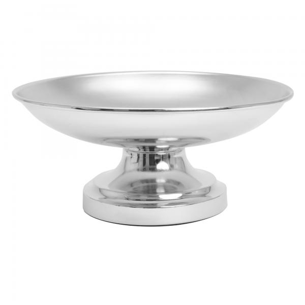 Metal Pedestal Flower Bowl 12 Silver