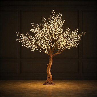 Lighted Cherry Blossom LED Tree - AC Adapter - 1200 LEDs - Warm