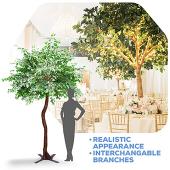 9FT Tall Large Fake Fig Tree - Green - Interchangeable Branches!