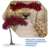 11ft Artificial Flowering Cherry Blossom Tree — Maroon, 27 Interchangeable Branches | ModTree™ Collection
