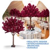 6ft Artificial Hydrangea Bloom Tree — Maroon, 10 Interchangeable Branches | Customize for Weddings & Events | ModTree™ Collection