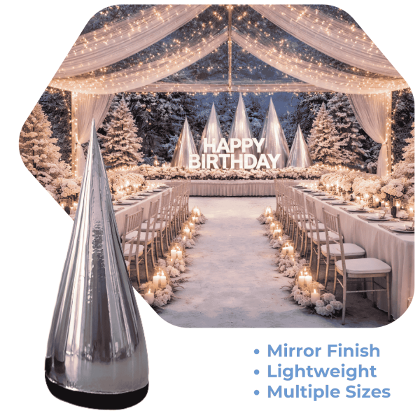 Silver Giant Inflatable Modern Tree – Maxorb™ Reflective Event Display ...