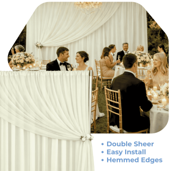 Ivory Double Sheer Backdrop Drape – 10ft Height x 10ft Wide Chiffon ...