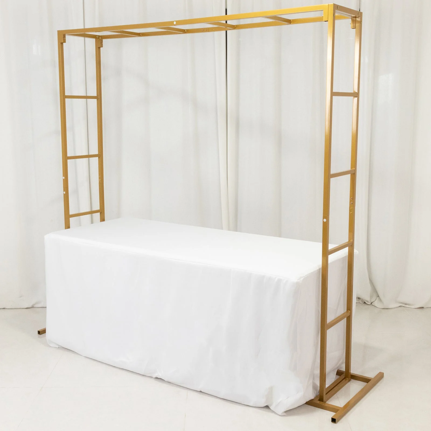 Yuka Structure Backdrop 6ft x 6ft Gold Metal Freestanding Square Arbor Backdrop Stand (Over-the ...
