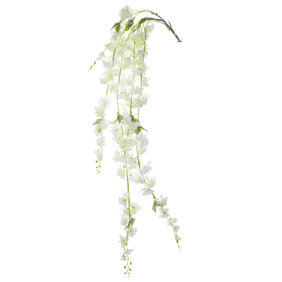 55 Ivory Hanging Artificial Flower Branch 12 Branches
