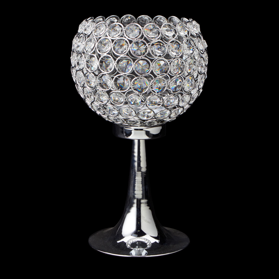 Decostar™ Crystal Globe Candle Holder Stand 14 Silver