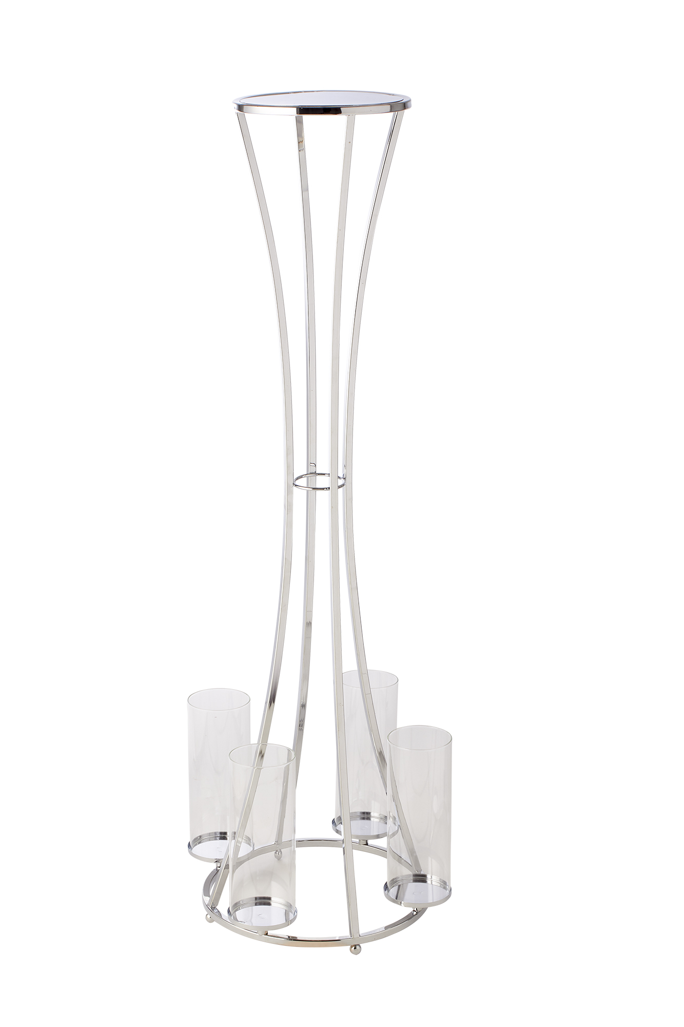 DECOSTAR™ Floor Standing Hour Glass Metal Candle Holder 38½ Silver