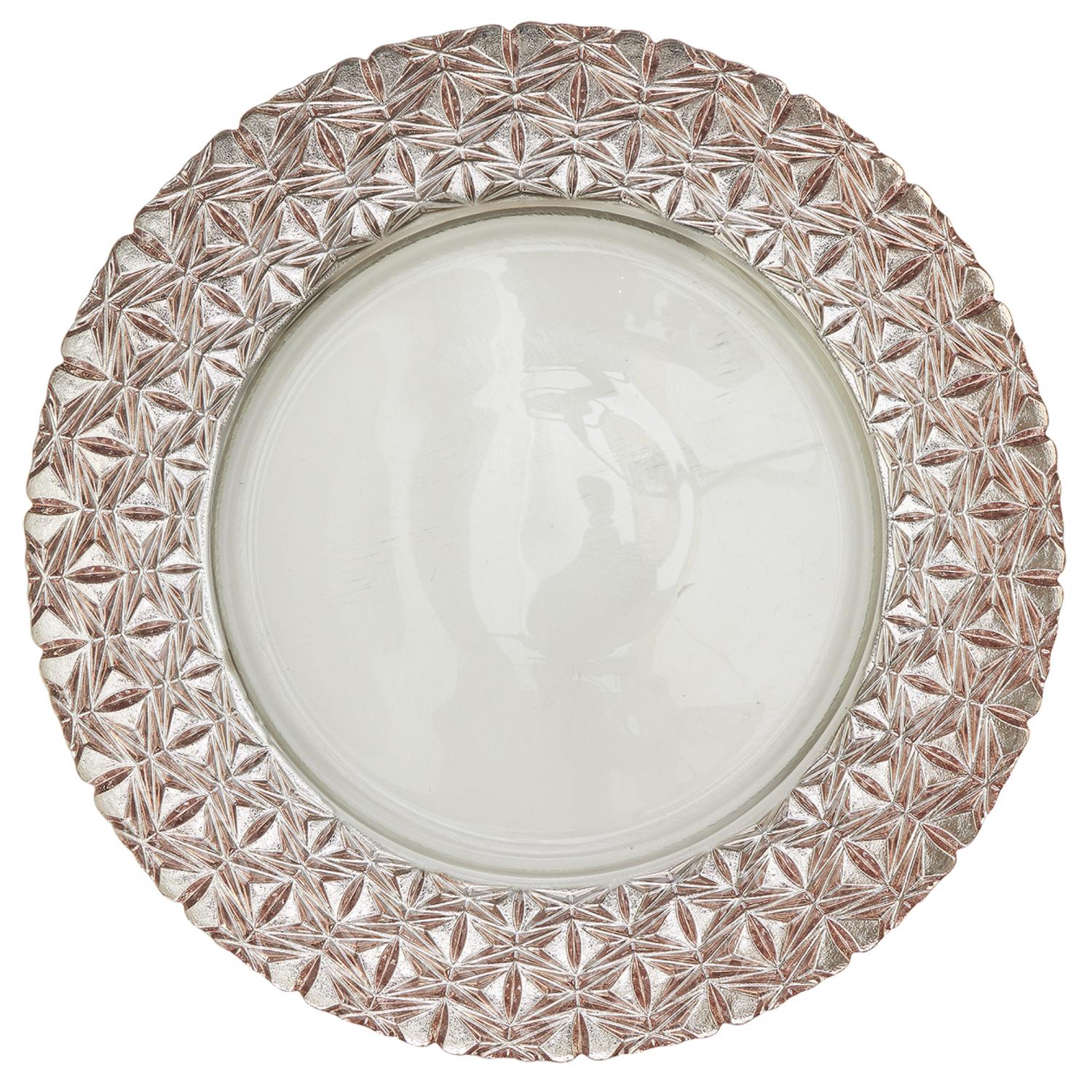 Glass Charger Plate 13 Rose Gold 8 Pieces