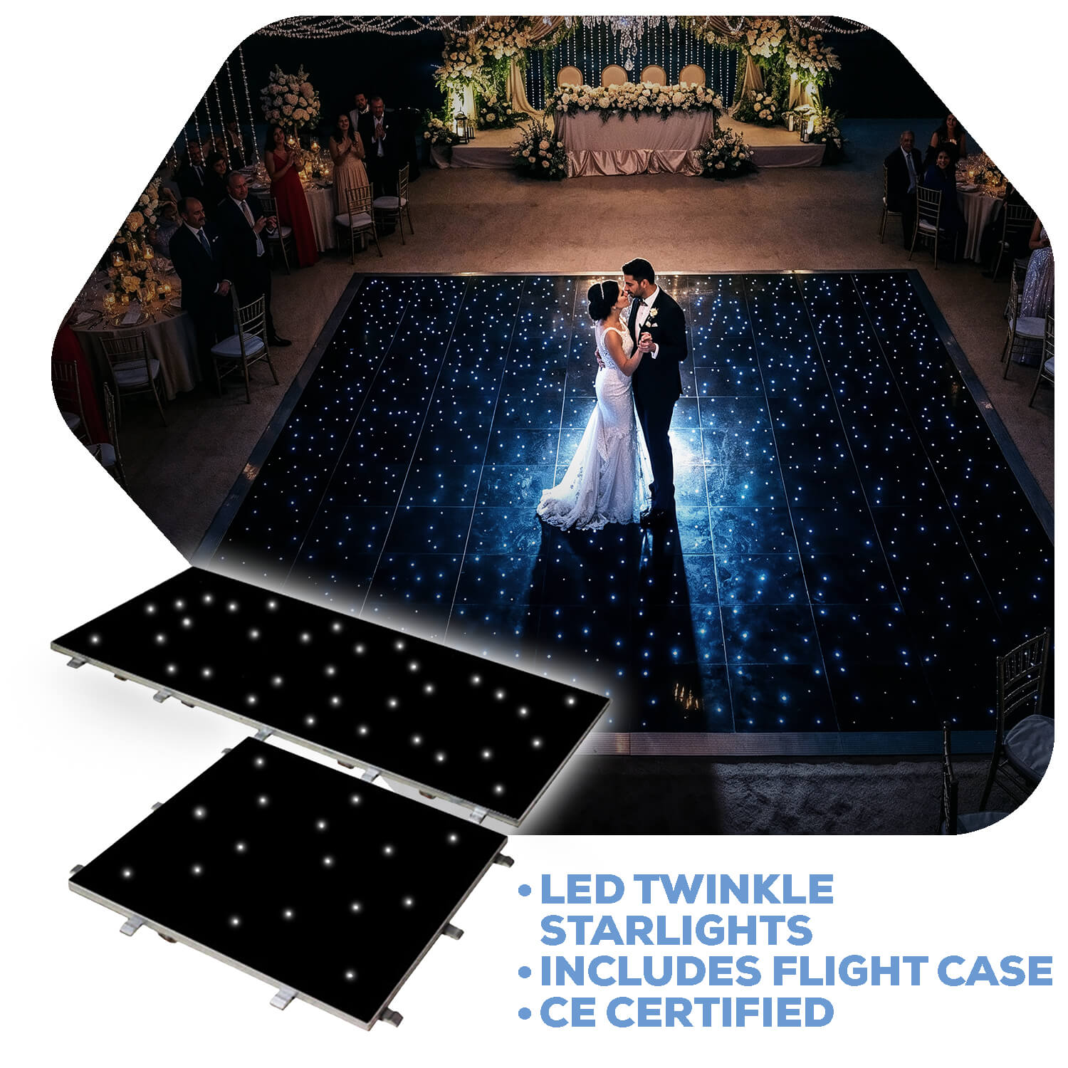 Black Led Starlight Dance Floor Kit, 16Ft X 16Ft (Includes Flight Case) | Event Decor Direct