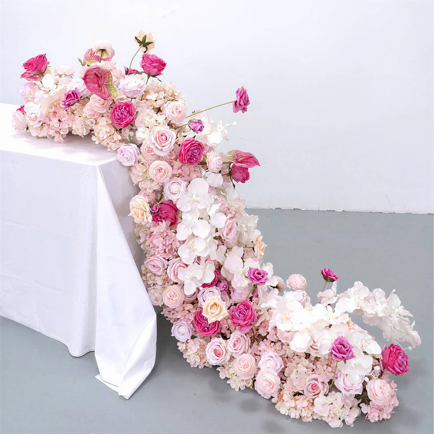 LUXE Pink & Red Orchid, Rose & Anthurium Mixed Table Runner - 79