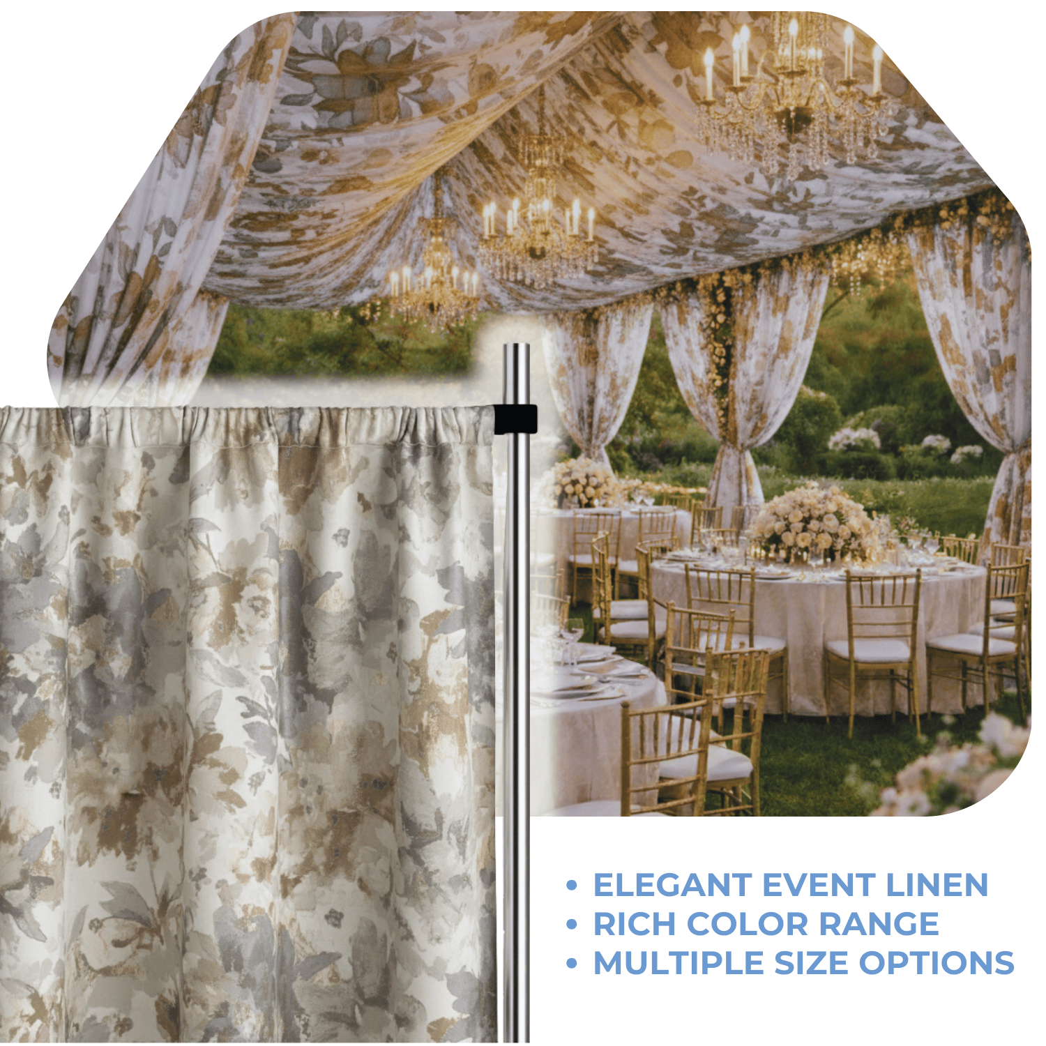 Flax Florence Curtain Panel w/ 4 Rod Pocket - 116 Wide - Many Size Options