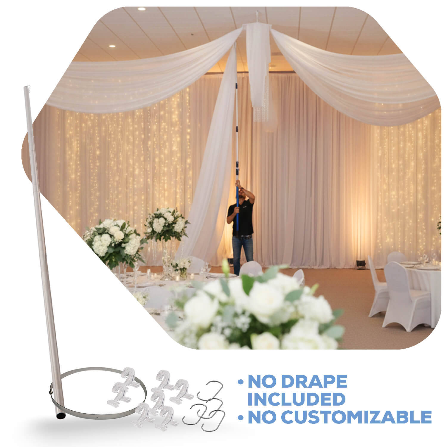 4-Panel Ceiling Draping Kit - HARDWARE ONLY
