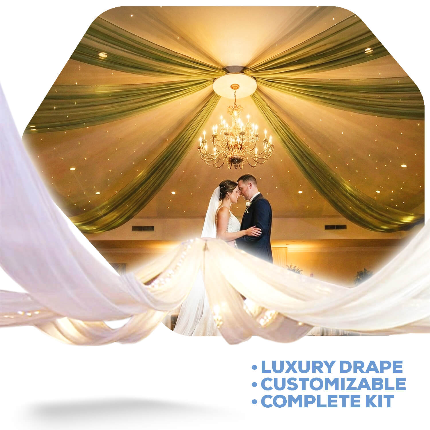 6-Panel Sheer Voile 21ft Ceiling Draping Kit (44 Feet Wide)