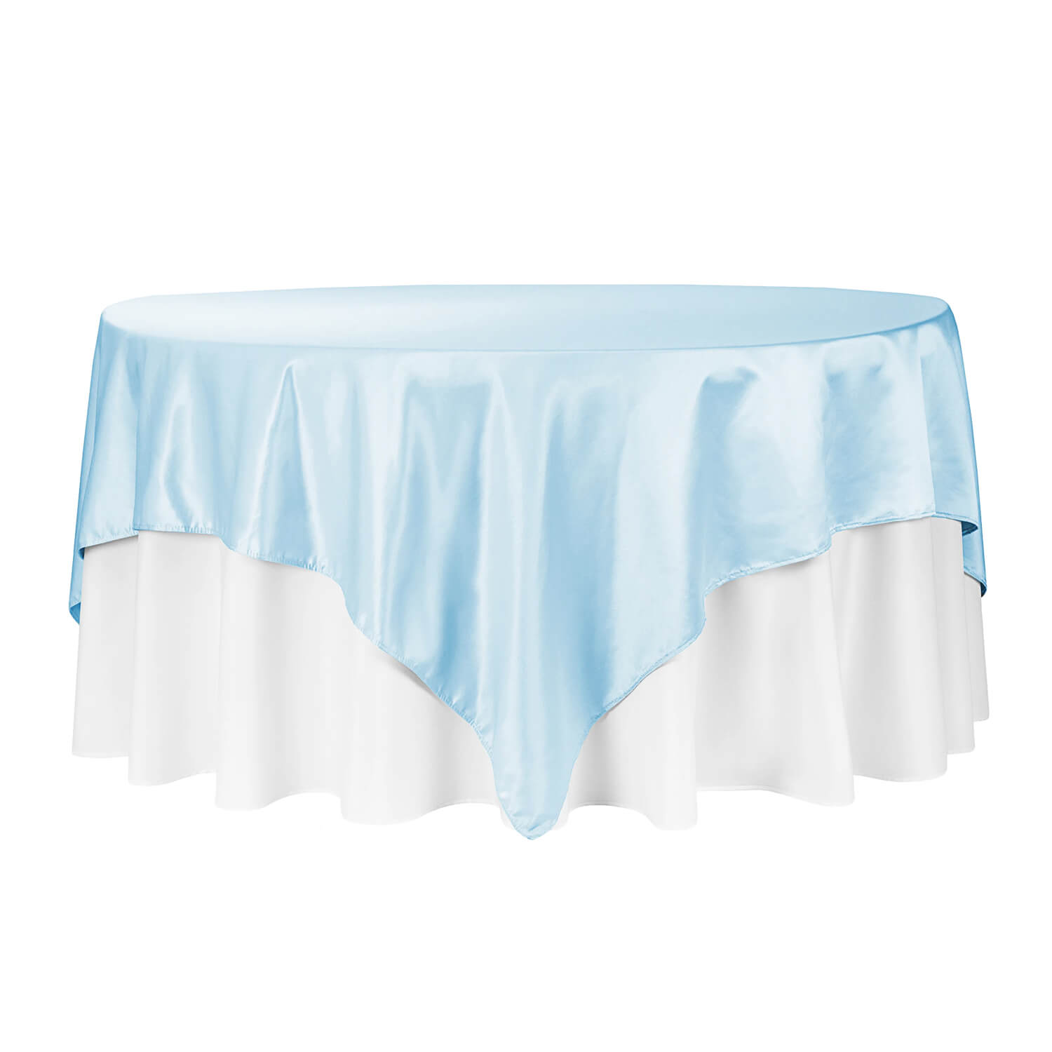 Sleek Satin Tablecloths 90 Square Baby Blue