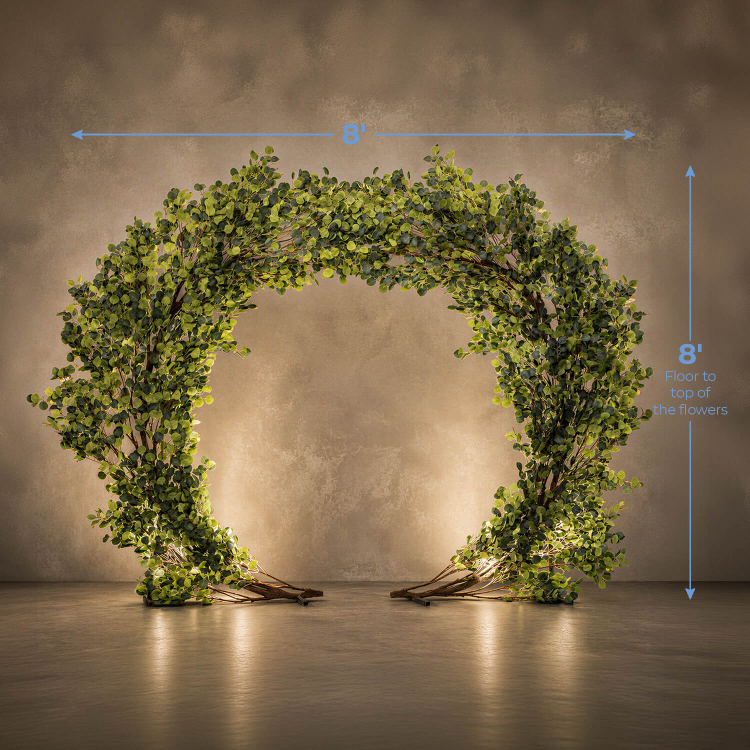8ft Green Round Eucalyptus Leaf Wedding Ceremony Arch w ...