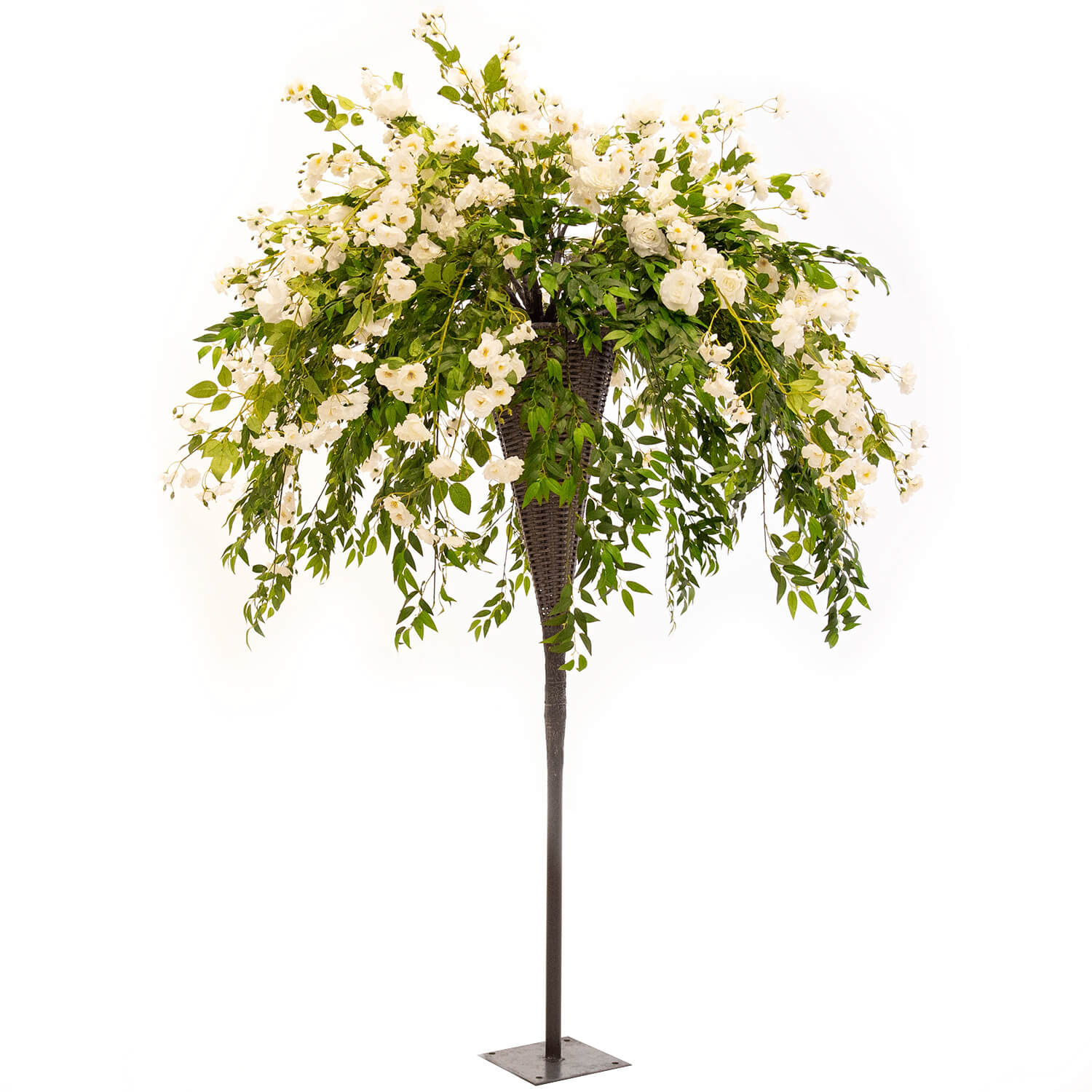 8.5 FT Tall Fake Rose Bush Tree 20 Interchangeable Branches White