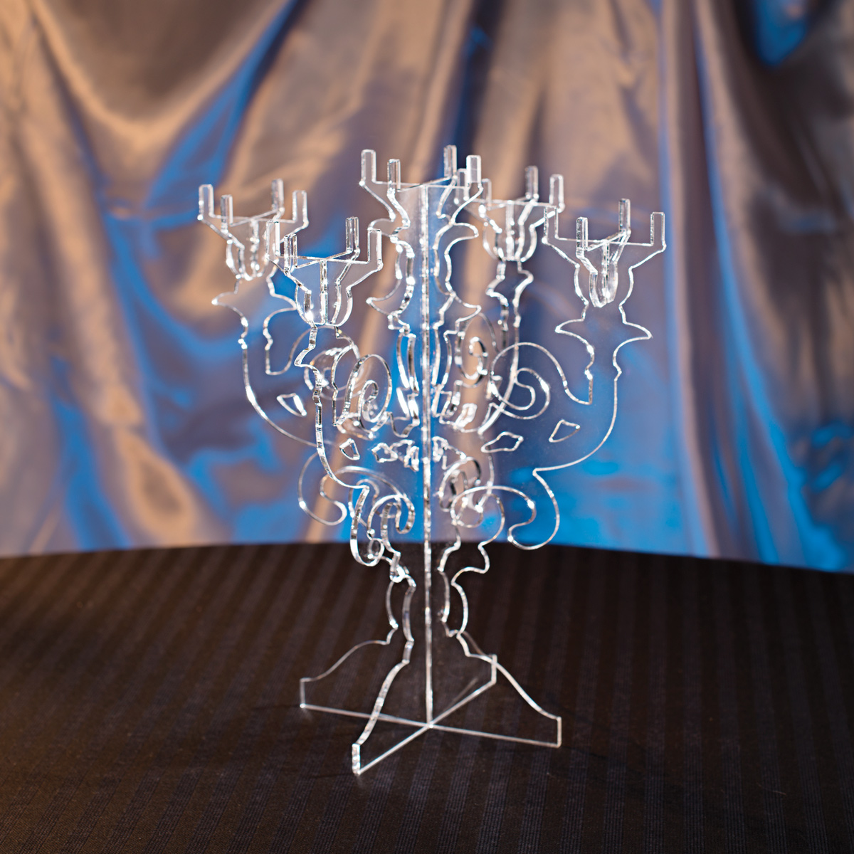 Clear Acrylic Scroll Candelabra Centerpiece 9.5 Tall
