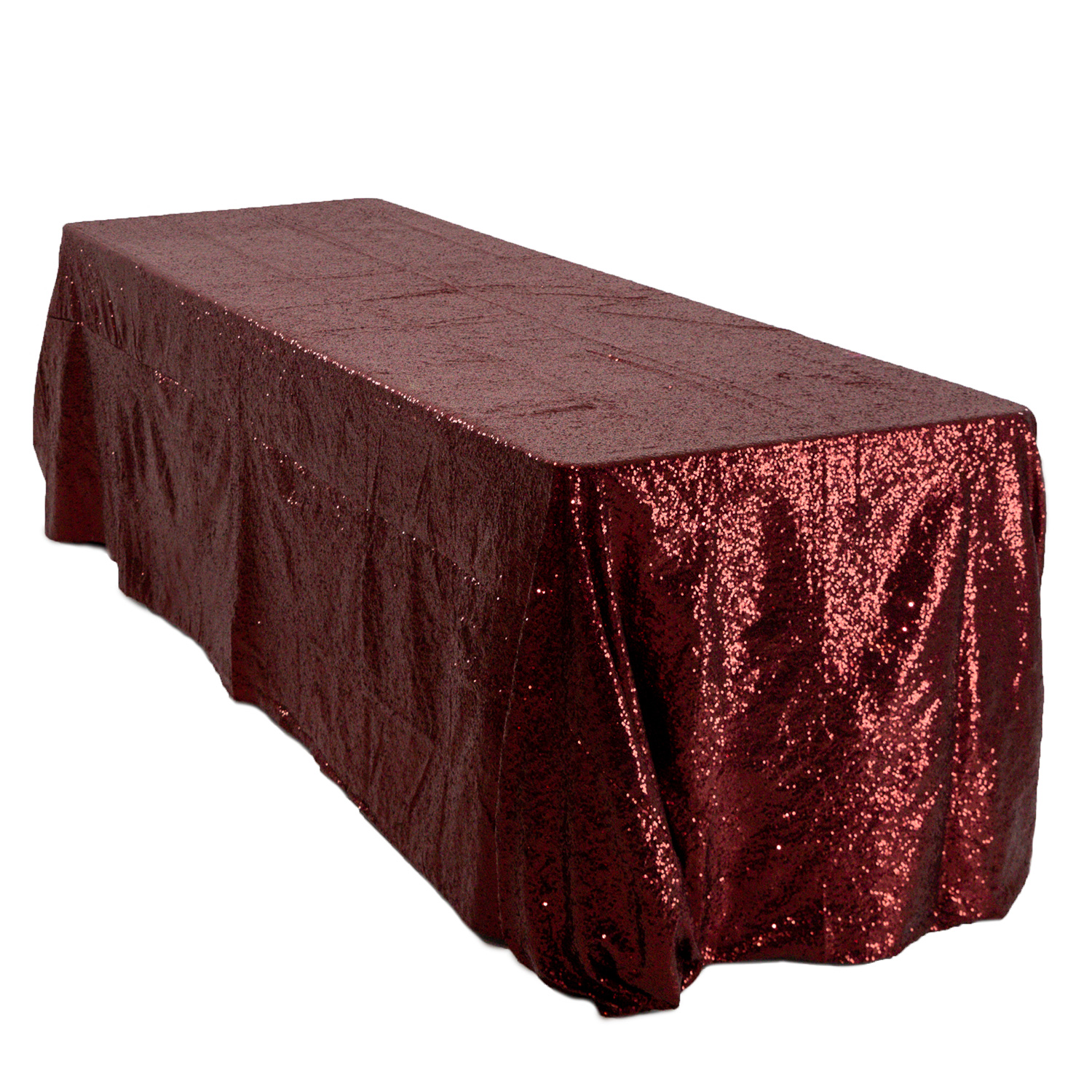 Rectangle 90 X 156 Sequin Tablecloth Premium Quality Burgundy