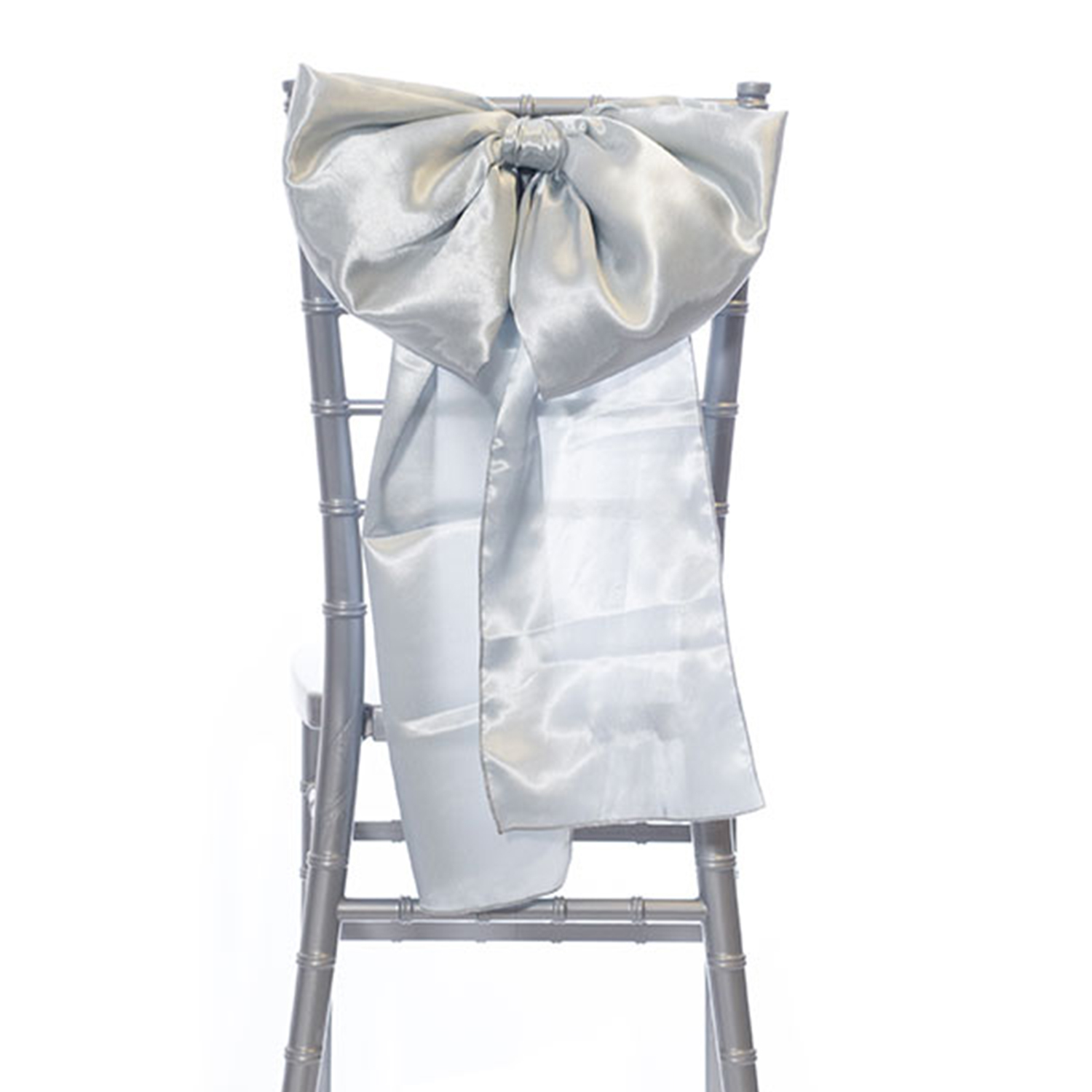 14 Satin Bow Chair Accent Silver