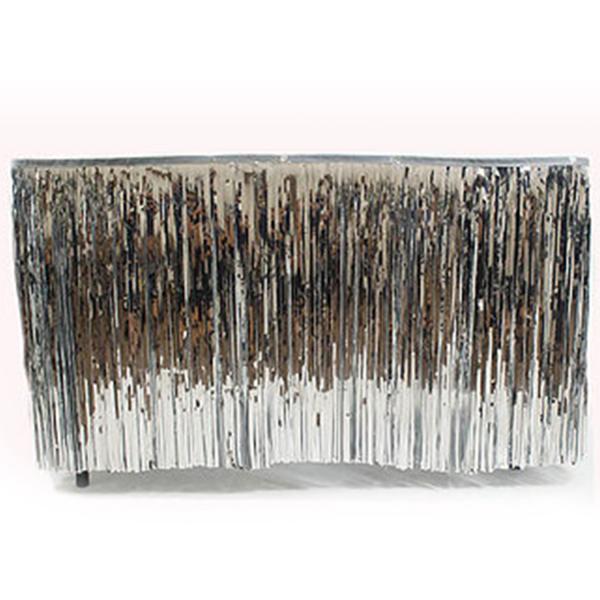 Silver Metallic Fringe Table Skirt Many Size Options