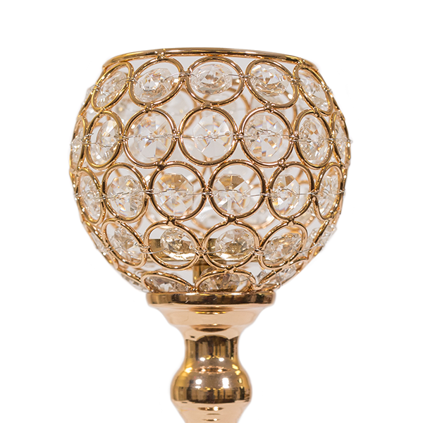 Real Crystal Goblet/Candle Holder in Gold 11.5