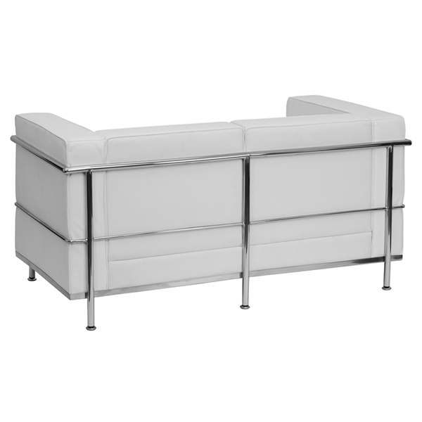 UltraLounge™ Contemporary Leather Love Seat w/ Encasing Frame White